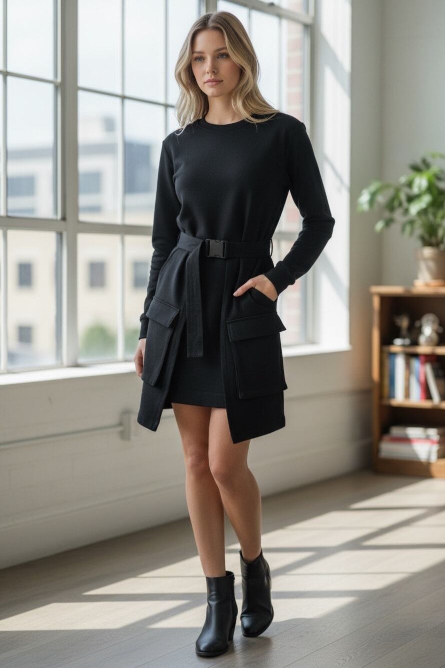 Zara Fleece and Canvas Whimsygoth/Goth Mini Dress
